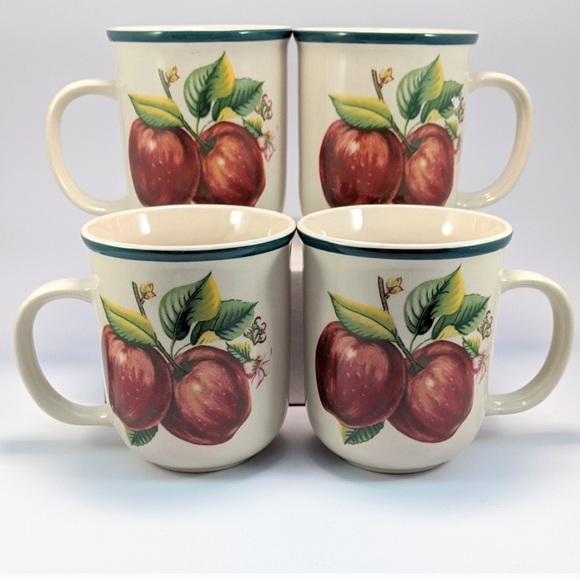 Coffee Tea Mugs Stoneware Cups Apple Blossoms⚡FINAL SALE - Picture 1 of 6
